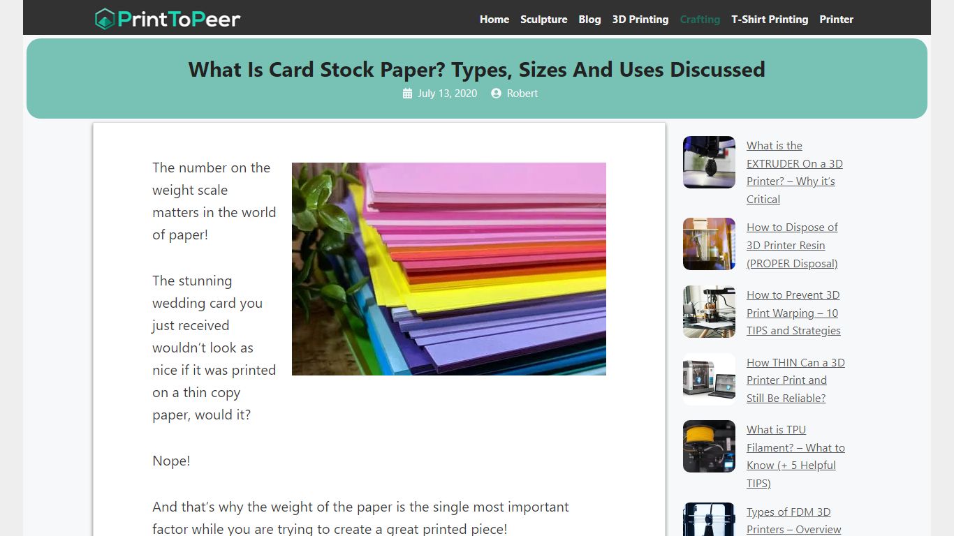 What Is Card Stock Paper? Types, Sizes And Uses Discussed - Print To Peer